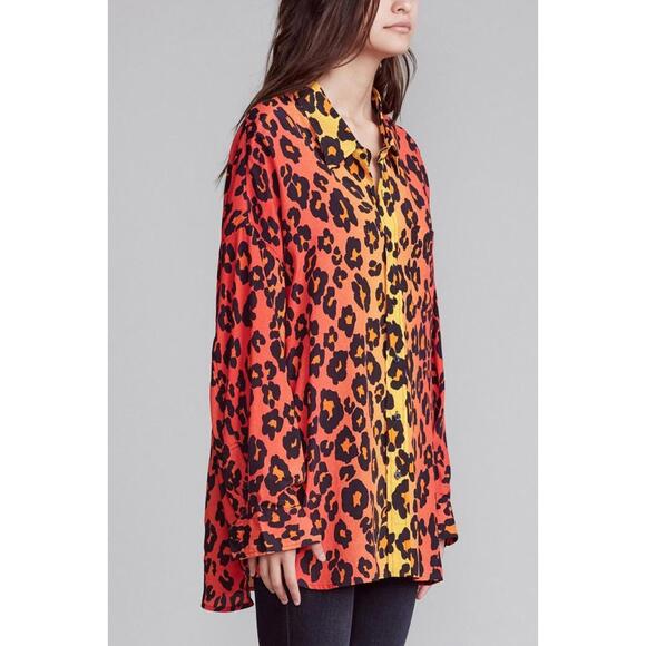 NEW! R13 Drop Neck Shirt Oversized Ombre Leopard  Size S - Picture 1 of 6